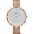 Skagen Gitte Silver Dial Rose Gold Mesh Bracelet Watch For Women SKW2142. 