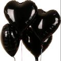 Pack of 5 pcs Black Foil Heart Balloons. 