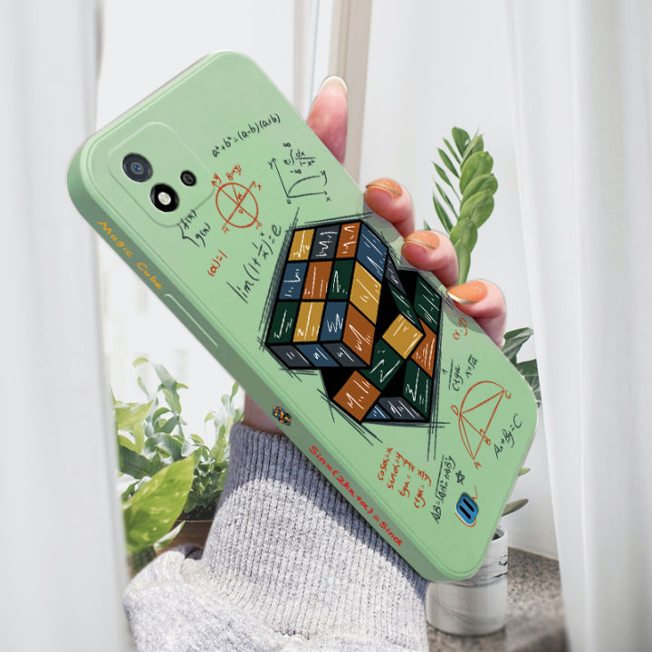 AMORVOR for Realme C20/C20A/C11 2021 Back Cover Formula Rubik's Cube Side design Soft Case Liquid Silicone Phone Cases