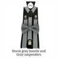 THREE BROTHERS>Double Pack Elastic Gallace Suspenders With Bow Tie For Kids , Boys , Girls. 