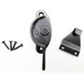 Black aluminum sliding window latch lock. 