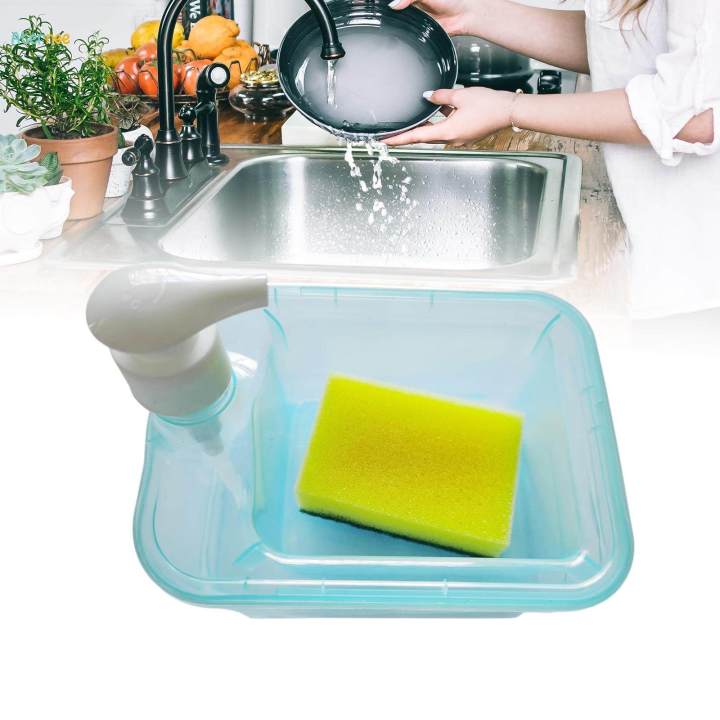 Soap Dispenser and Scrubber Holder Convenient Kitchen Soap Dispenser for Bar