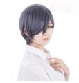 New Anime Black Resistant Synthetic Gray Short Wig Butler Kuroshitsuji Ciel Phantomhive Cosplay Wig. 