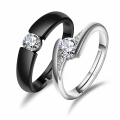 Timeless Love Rings – Modern Black & Silver Couple Ring Set. 