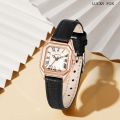 LUCKYFOX Casual Polygon Pointer Quartz Watch Retro Fashion Analog PU Leather Wrist Watch For Women Girls. 