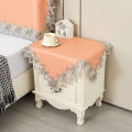 Laminated bedside table cover cloth European lace bedroom fabric small tablecloth bedside table cover square towel printer dust cover. 