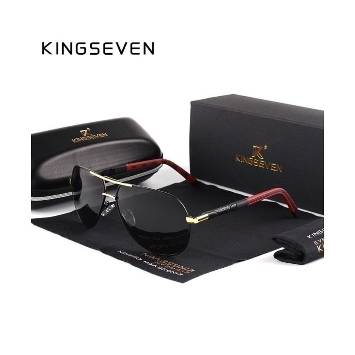 KINGSEVEN Gold Black Aluminum HD Polarized Sunglasses