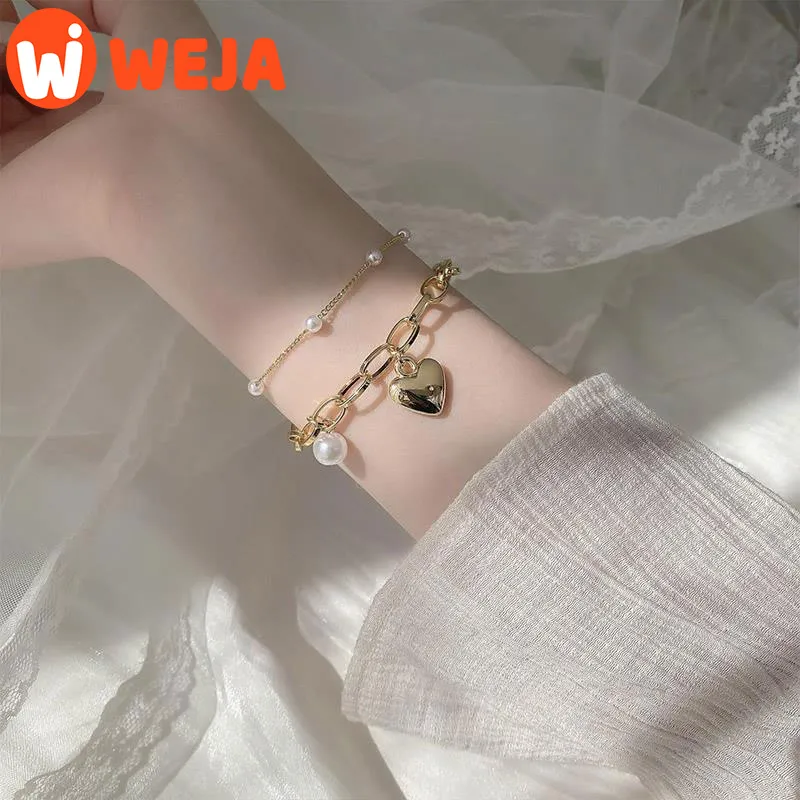 Girl heart bracelet new heart-shaped Korean temperament double