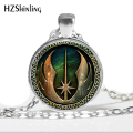 Hz--A382 New Jedi Order Necklace Inspired Rope Chain High Quality Necklace Star Glass Photo Pendant Hz1. 