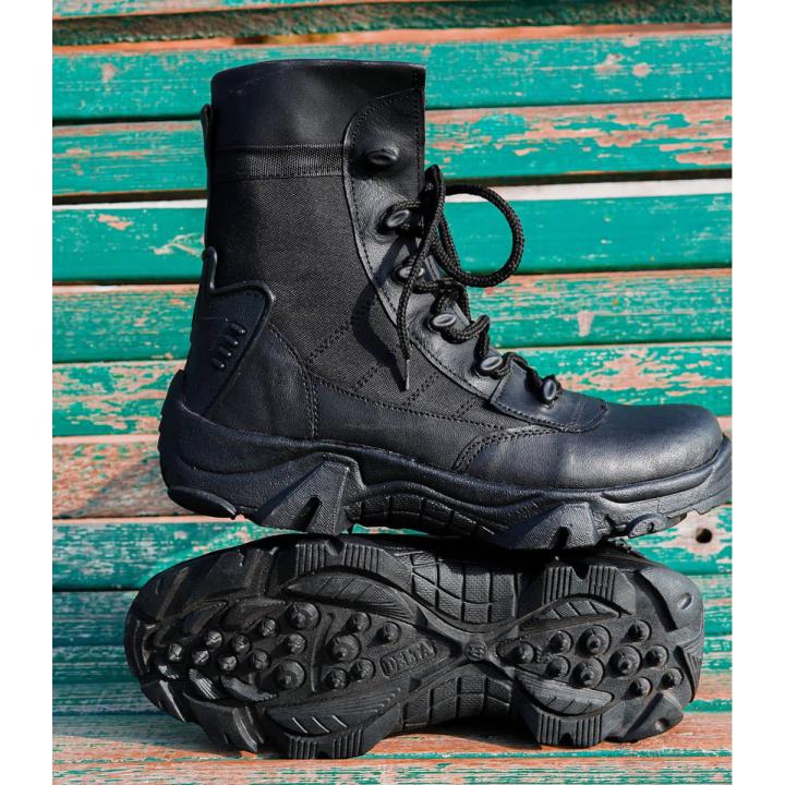 Black Leather Hiking Duty  Boots For Mens