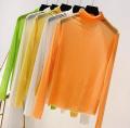 Neon Shirt For Women Long Sleeve Stand Collar Sheer Top Yellow Gold Mesh Blouse  Party Club Streetwear Hip Hop Women Tops. 