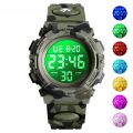 【VisioN Shop】2021 Boys Sports Military Digital Watches Student Children's Luminous Led Alarm Camouflage Green Girls Clock. 