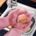 Magic Dish washing Gloves with Scrubber, Silicone Cleaning Reusable Scrub Gloves for Wash Dish Kitchen Bathroom. 