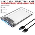 USB 3.0 Portable HDD SSD 2.5" Hardrive External Case ( Black & Transparent ) - 2.5" Hard Drive Case 5Gbps High Speed Fast Data Transfer (ONLY CASE). 