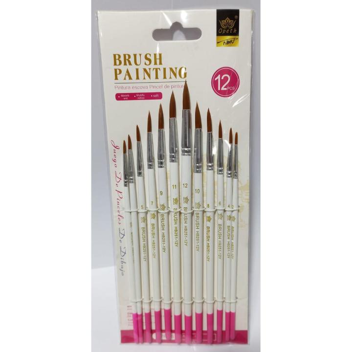 12 PCS DRAWING PAINT BRUSH SET POINTED TIP ROUND SIZES 1 to 12#
