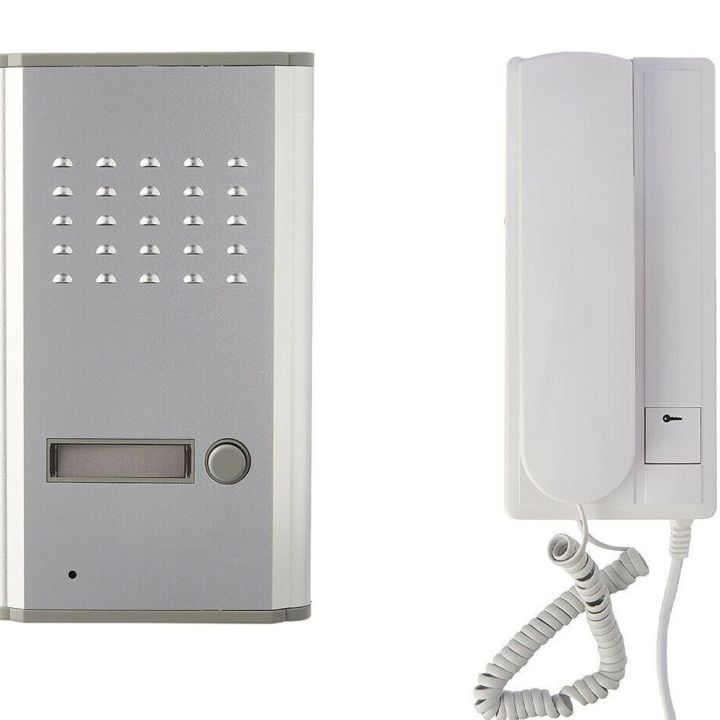 Single-Family Intercom Kit with Flush Gate Opener Button – RL Door Phone Intercom System with Doorbell and Single Handset for External Gate Access