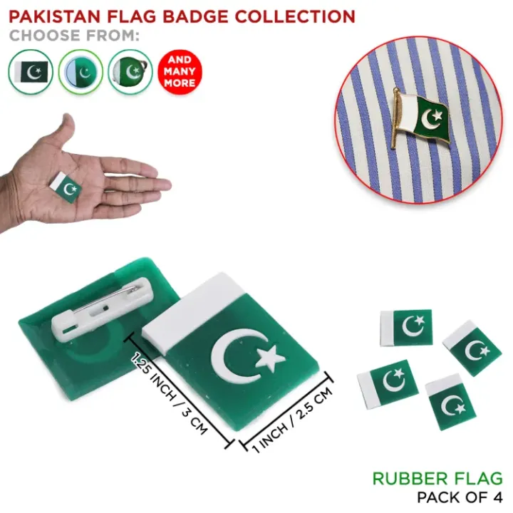 Pakistan & Palestine Flag Badge Collection With Attachable Pin For Office Dress & Kameez Shalwar Happy 14th August Independence Day Celebration Function & Party Wear Pak Parcham Badges 14 Aug Jashan E Azadi Mubarak Festive Event