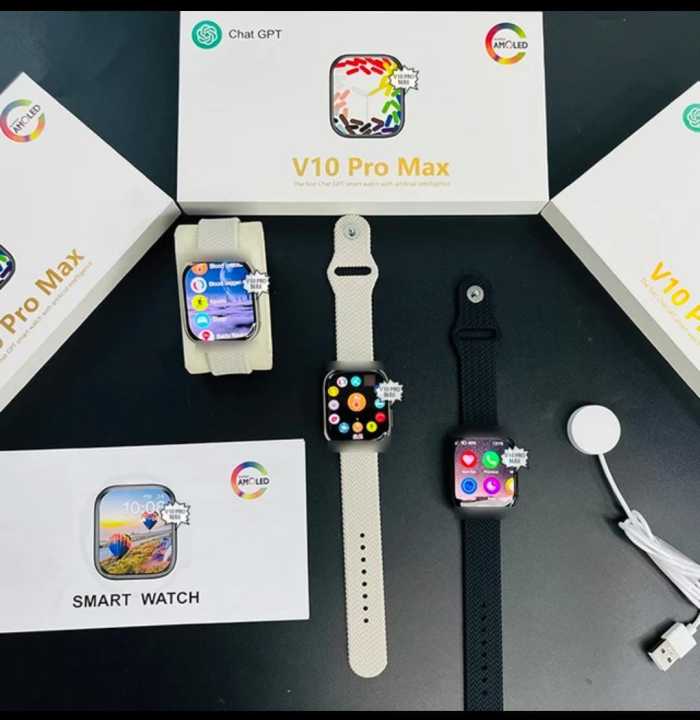 v10  pro max  Smart Watch - Super Amoled Display - 90 Hz Processor - 256 MB Memoery - Chat GPT - BT Calling - Fastest Transitions - Compass - Fitness Trackers