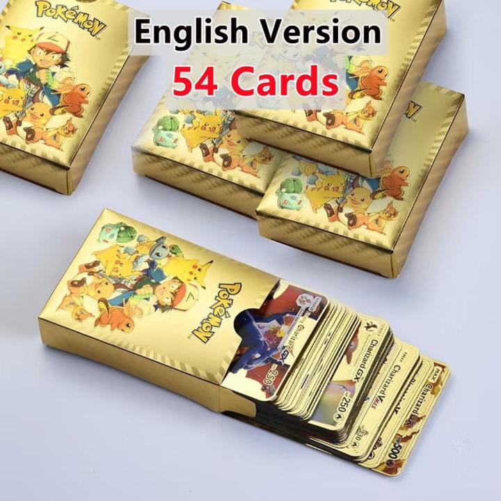 54Pcs 27Pcs Metal Gold Silver Pokemon Cards English Version Charizard Pikachu Trainer Card Game Collection Battle Toys Child Gift