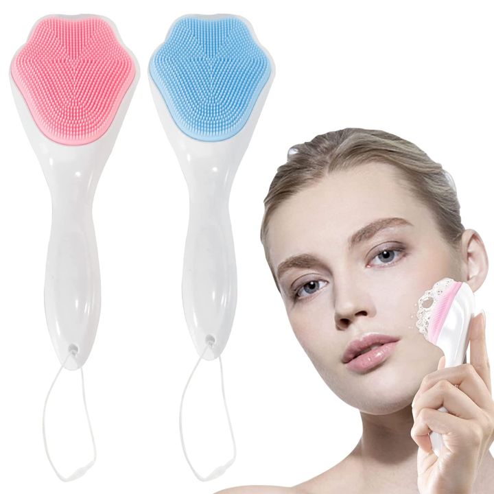 [High Quality] 3D Double Sides Multifunctional Silicone Face Cleanser Facial Cleansing Brush Portable Face Cleaning Massage Tool Facial Brush