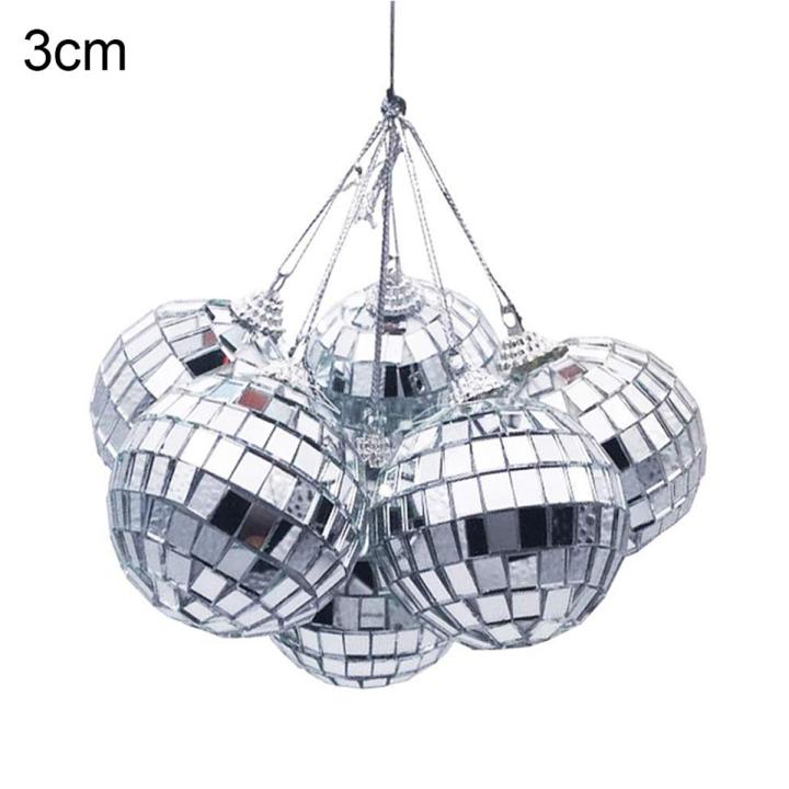6Pcs Mirror Glass Disco Ball Ornament Christmas Tree Pendant Home Party Decor