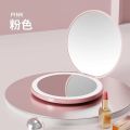 LED light makeup mirror foldable makeup small pocket mirror for women's luminous effect pink white mini mirror. 