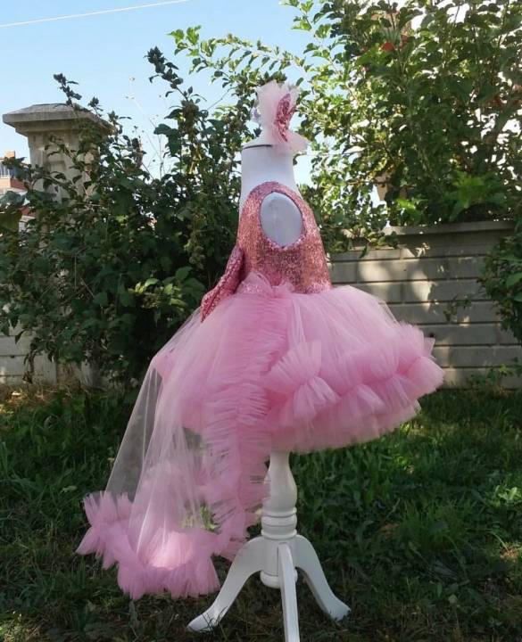 fancy%20pink%20sequin%20tail%20frock%20for%20baby%20girls%20-%20Image%204