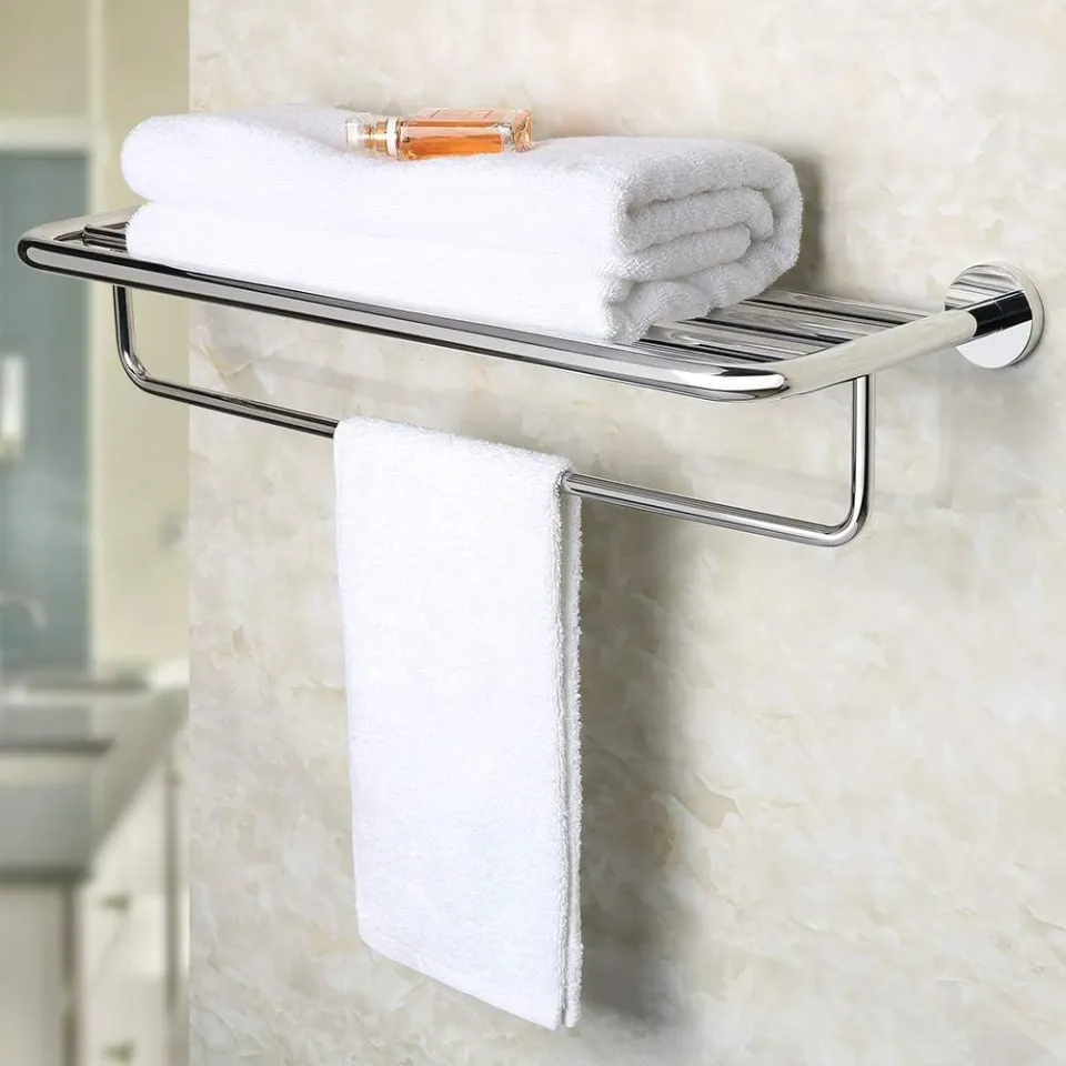 Double Towel Hotel Towel Racks For Bathrooms Wall Mount Space