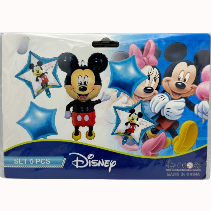MICKEY MOUSE THEME FOIL BALLOON SET - PACK OF 5 FOIL BALLOONS - MICKEY MOUSE FOIL BALLOONS