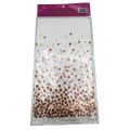 WHITE TABLE COVER WITH ROSE GOLD DOT TABLE COVER ( 72 INCH X 54 INCH ). 