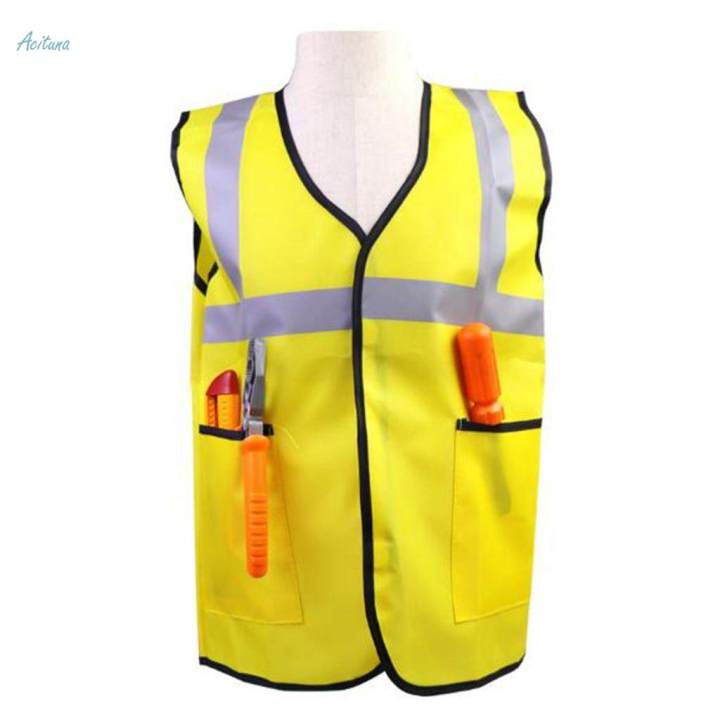 Kids Construction Worker Safety Vest Boys Girls Role Play Cosplay Costumes
