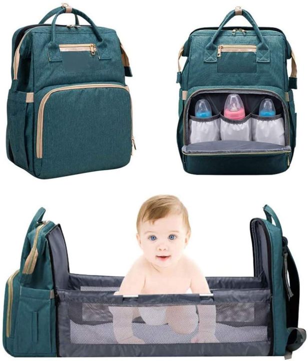 2in1%20Multifunctional%20Diaper%20Bag%20Backpack%20Travel%20Portable%20Large%20Capacity%20Shoulder%20Mommy%20Folding%20Crib%20Bags%20Waterproof%20Stylish%20Pack%20-%20Image%205