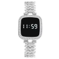 Ladies Silver Diamond Digital Touch Screen LED Watch For Women With Bracelet | Stylish Ladies Watches in Round Dial With Diamond Stainless Steel Jewelry Chain | Korean Watches For Girls. 