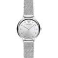 Emporio Armani Silver Mesh Bracelet Silver Dial Quartz Watch for Ladies - AR11128. 