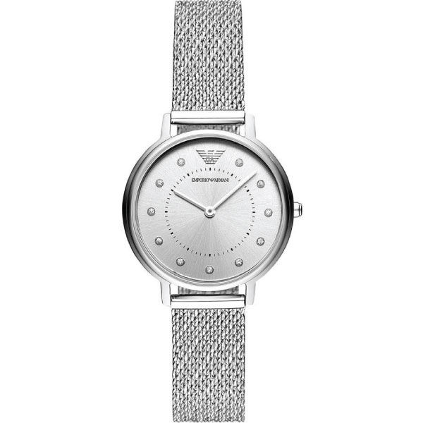 Emporio Armani Silver Mesh Bracelet Silver Dial Quartz Watch for Ladies - AR11128