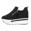 Girls High Heel Wedges Shoes, 4-Inch Canvas with Zipper Lock, Height-Increasing for Women. 