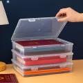 Childrenworld File Storage Box with Lid Large Capacity A4 File Organizer Transparent Dust-proof Container for Home Office Supplies Stationery Jewelry Certificates Portable Multifunctional Plastic Box Dust-proof. 
