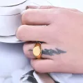 Stainless Steel Classical Simple Plain Round Signet Ring Wedding Statement Promise Anniversary Ring. 