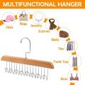 8 Hooks Adjustable Closet Hangers, Wooden Hangers for Belt Hanger for Tie Lingerie Belt Scarf Tie Storage Racks Foldable Hooks Wood Hanger Wardrobe Organizers for Men Women. 