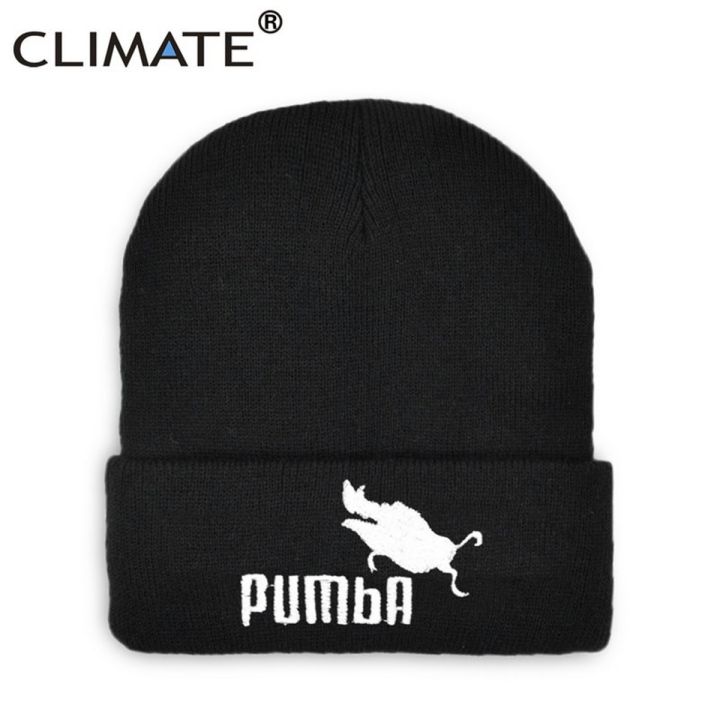 CLIMATE Funny Beanie Hat Lion King Pumba Winter Warm Knitted Hat Hakuna Matata Cool Black Knitted Winter Hat for Men Women