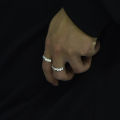 Smiley face ring plated S925 sterling silver male and female couple opening ring ins trendy brand niche hip hop retro smile ring. 
