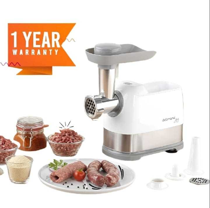 Delimano 3 in 1 Electric Meat Grinder Mincer Pro Sausage Kubbe Maker 3 in 1 Heavy Duty Meat Mincer 2000w Stainless Steel Food Grinder With Kit Blade 3 Plate for Household Home Kitchen Use Qeema Wali Machine Switzerland Lot Imported White