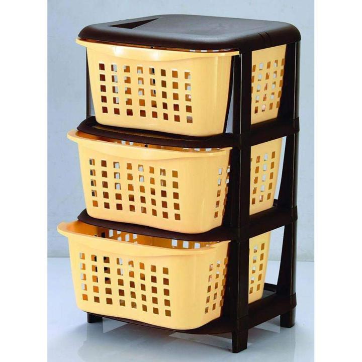 3 Drawers- Fruit Basket- Vegetables bucket- Storage Box- Decorative Box Plastic Cabinet - Three Portions Kids Draws- Kitchen Cabinet Box - Girls makeup organizer- Cosmetics box- Things saver Portable Foldable Toys Box Multipurpose