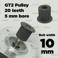Pack of 3 pullies GT2 pulley 5mm bore 20 teeth for NEMA 17 stepper motor. 