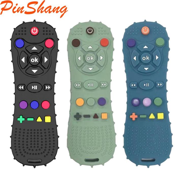 PinShang Baby Teething Toys Remote Control Shape Silicone Molar Stick Teether Chew Toys For 3+ Months Infant Toddlers