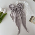 Korean Elegant Silk Long Bow Hair Clip Large Ribbon Hair Clip For Women. 