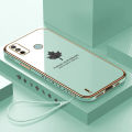 For Tecno Spark 6 Go / Spark Go 2020 Back Cover + Hand Strap Fashion Shiny 6D Plating Maple Leaves Protective Case Square Bumper Soft Silicone Mobile Phone Cases. 