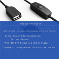 2X Data Sync USB 2.0 Extender Cord USB Extension Cable with ON OFF Switch LED Indicator for PC Laptop USB Fan LED Lamp. 