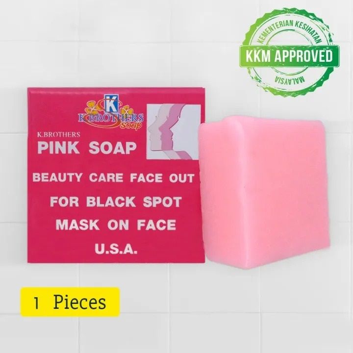 K.Brothers Original Pink Soap For Whitening Plus Collagen Mask on Face