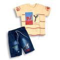 Baby Boy Suit Jeans Shorts N.Y printed Design For Baby Boy Summer Outfits. 